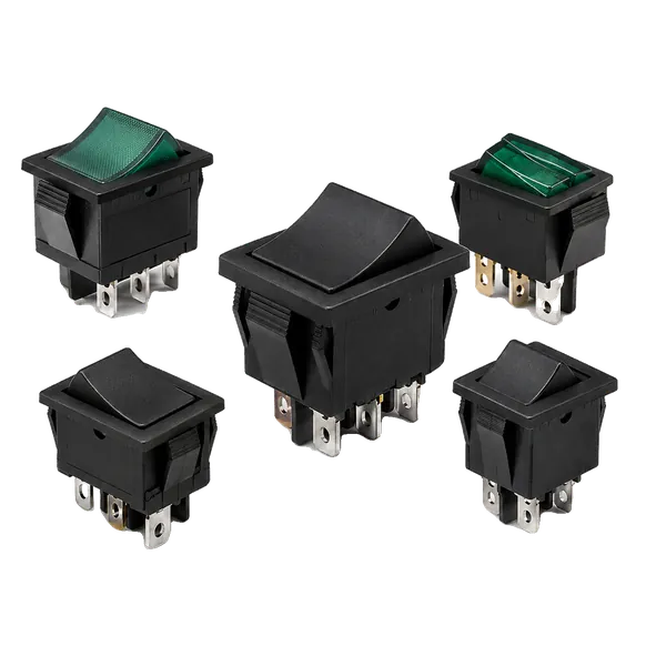 06-0300-A, Выключатель клавишный 250V 6А (4с) ON-OFF красный с подсветкой Mini (RWB-207, SC-768) (в