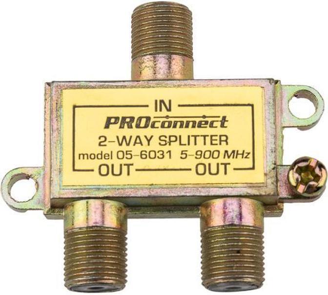 05-6031, ДЕЛИТЕЛЬ ТВ х 2 под F разъём 5-900 МГц