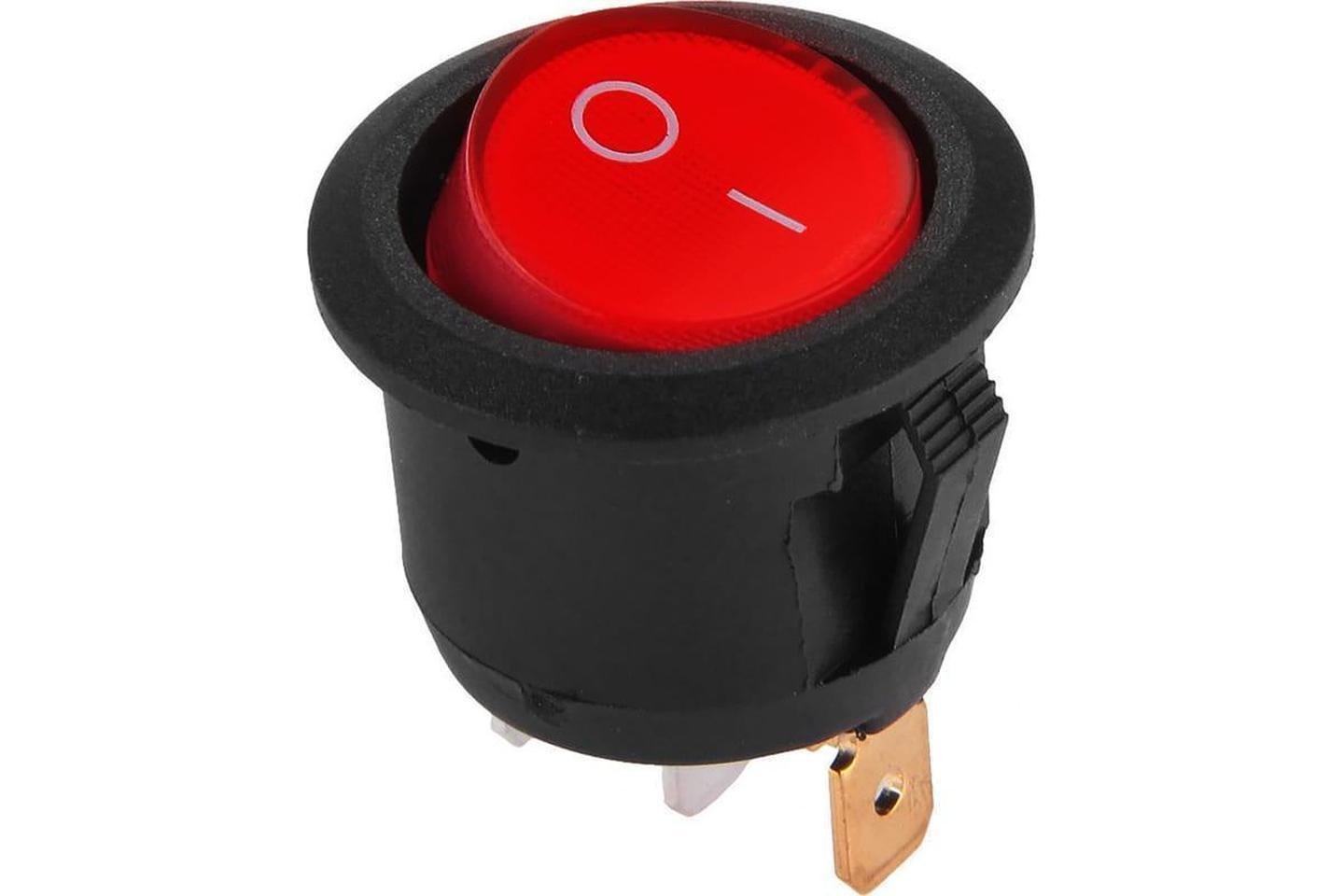 06-0300-A, Выключатель клавишный 250V 6А (4с) ON-OFF красный с подсветкой Mini (RWB-207, SC-768) (в