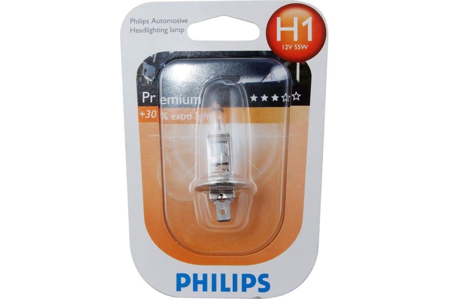 12258PRB1, Лампа автомобильная H1 12V- 55W (P14,5s) Vision (Premium) блистер (1шт.) (Philips)