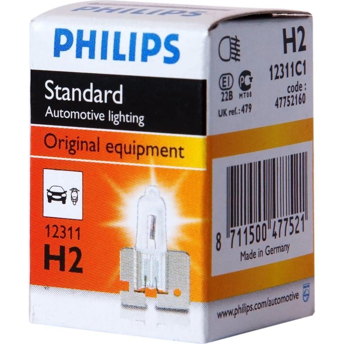 12311C1, Лампа автомобильная H2 12V- 55W (X511) (Philips)