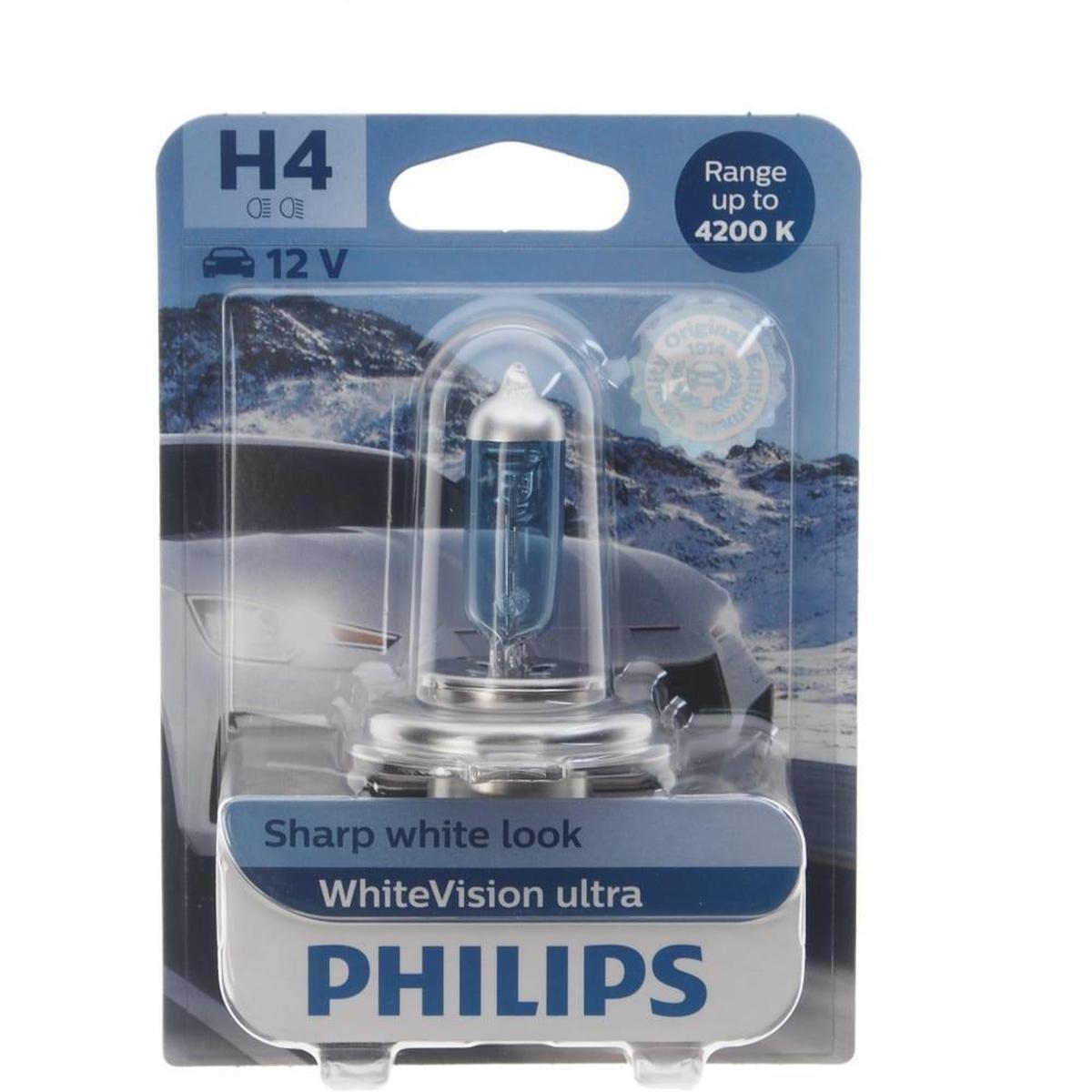 12342WVUB1, Лампа автомобильная H4 12V- 60/55W (P43t) White Vision ultra блистер (1шт.) (Philips)