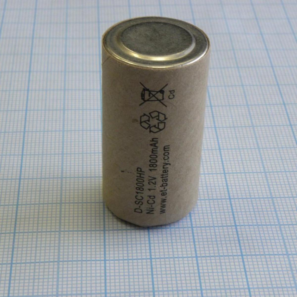 1500NCSC, Аккумулятор никель-кадмиевый Ni-Cd 1500mAh (1шт) 1.2В(23х43мм)