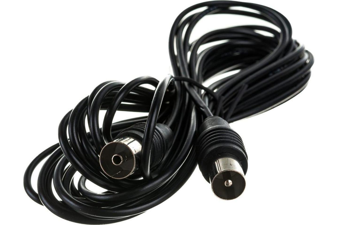 17-5024, ВЧ кабель ТВ штекер - ТВ штекер, длина 5 метров, черный