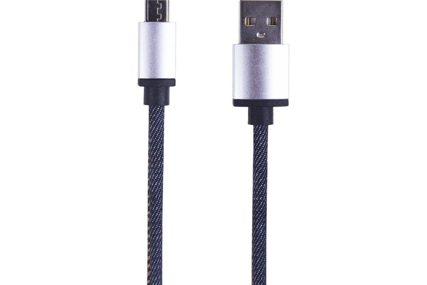 18-4242, USB кабель microUSB, шнур в джинсовой оплетке