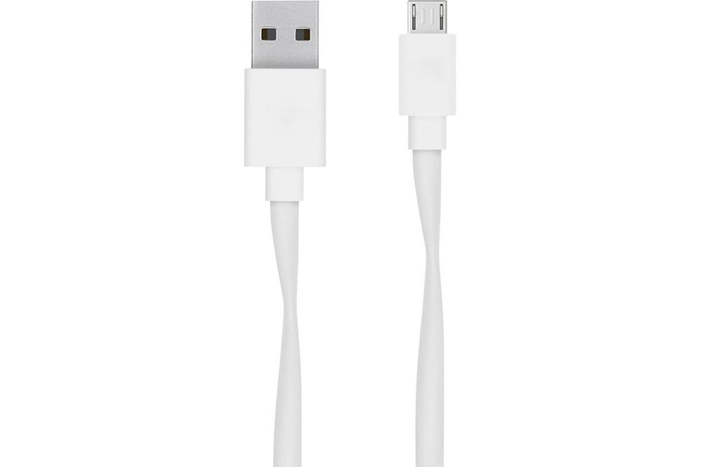 18-4274, USB кабель универсальный microUSB шнур плоский 1 м белый