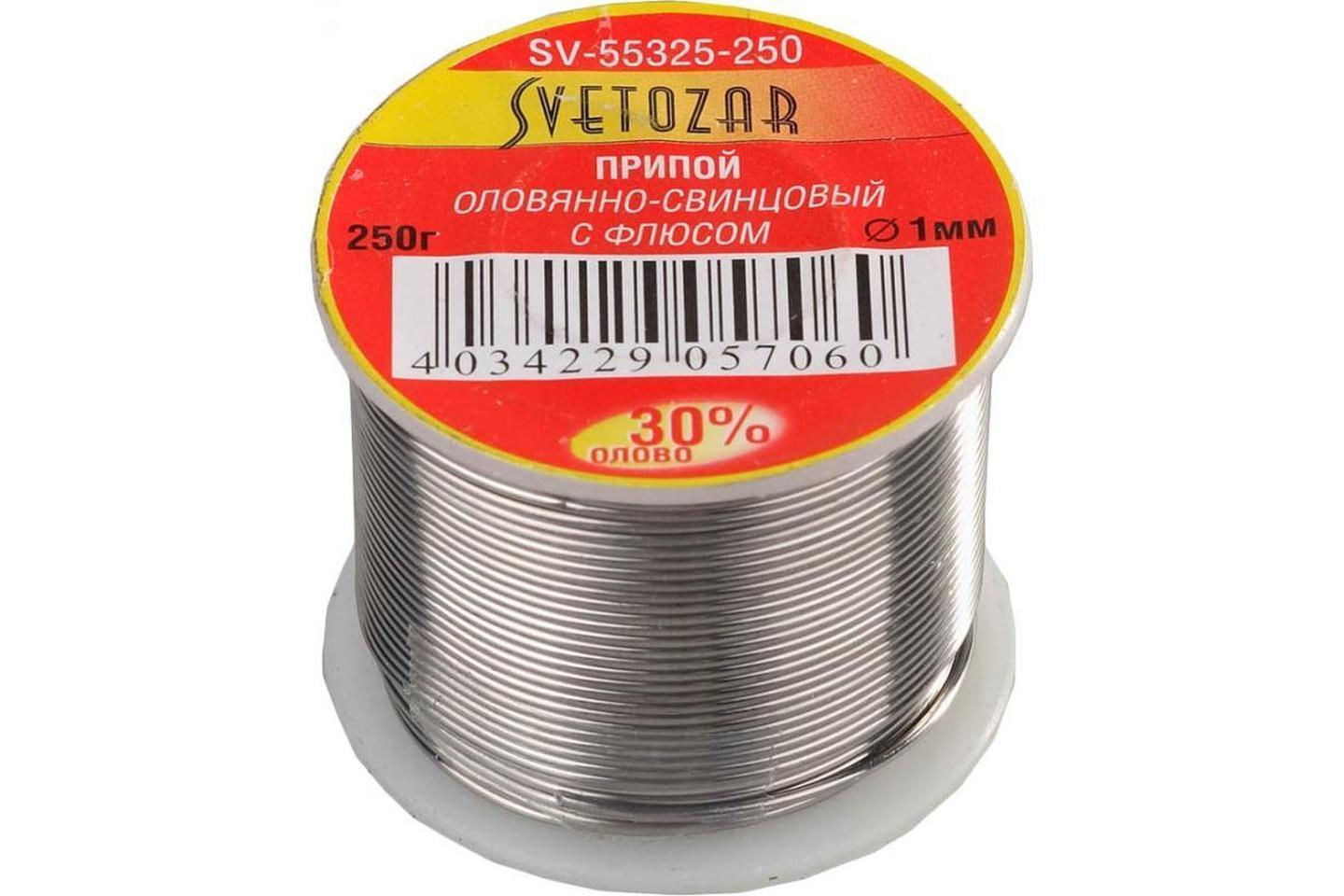 55422-025, Припой ЗУБР оловянно-свинцовый, 30% Sn / 70% Pb, 25гр