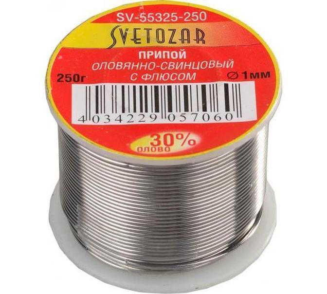 55422-100, Припой ЗУБР оловянно-свинцовый, 30% Sn / 70% Pb, 100гр