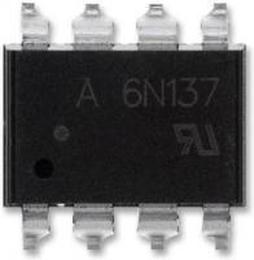 6N137-300E, Оптрон, SMD, Каналы 1, Вых с триггером Шмидта, 1Мбит/с, 2,5кВ/мкс