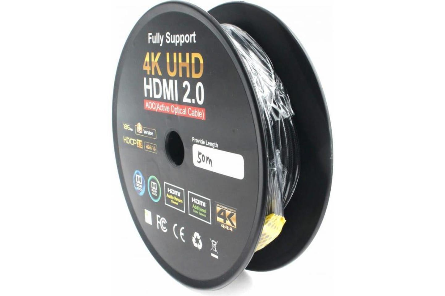 Активный оптический кабель HDMI 19M/M,ver. 2.0, 4K@60 Hz 20m VCOM D3742A-20M , Активный оптический кабель HDMI 19M/M,ver. 2.0, 4K@60 Hz 20m