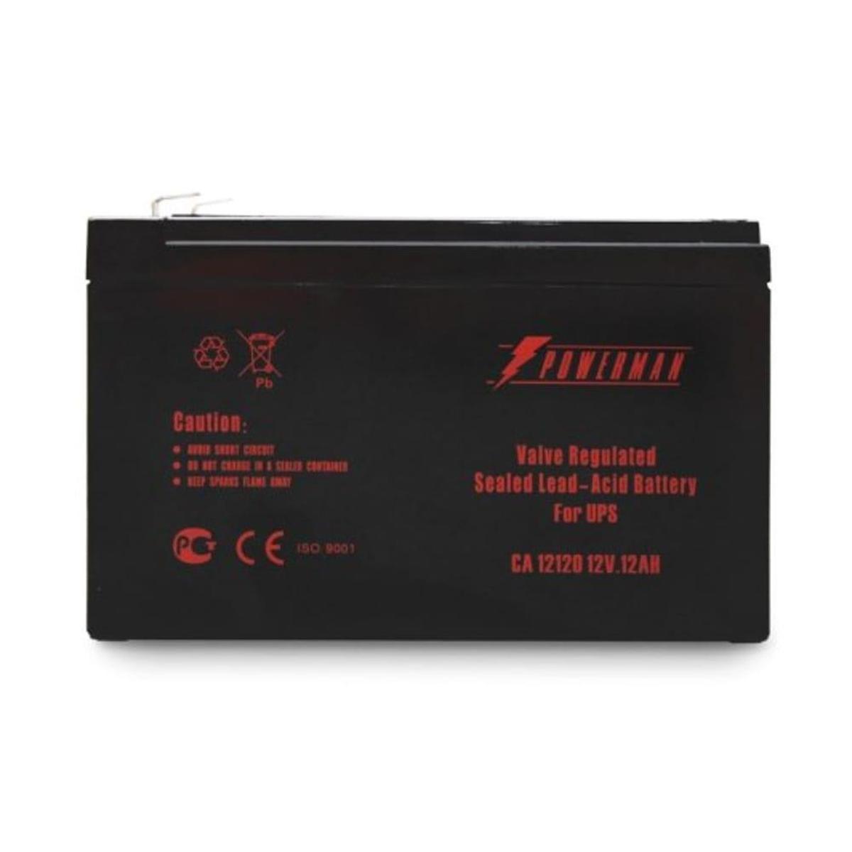 Battery POWERMAN Battery CA12120, voltage 12V, capacity 12Ah, max. discharge current 180A, max. charge current 3.6A, lead-acid type AGM, typ
