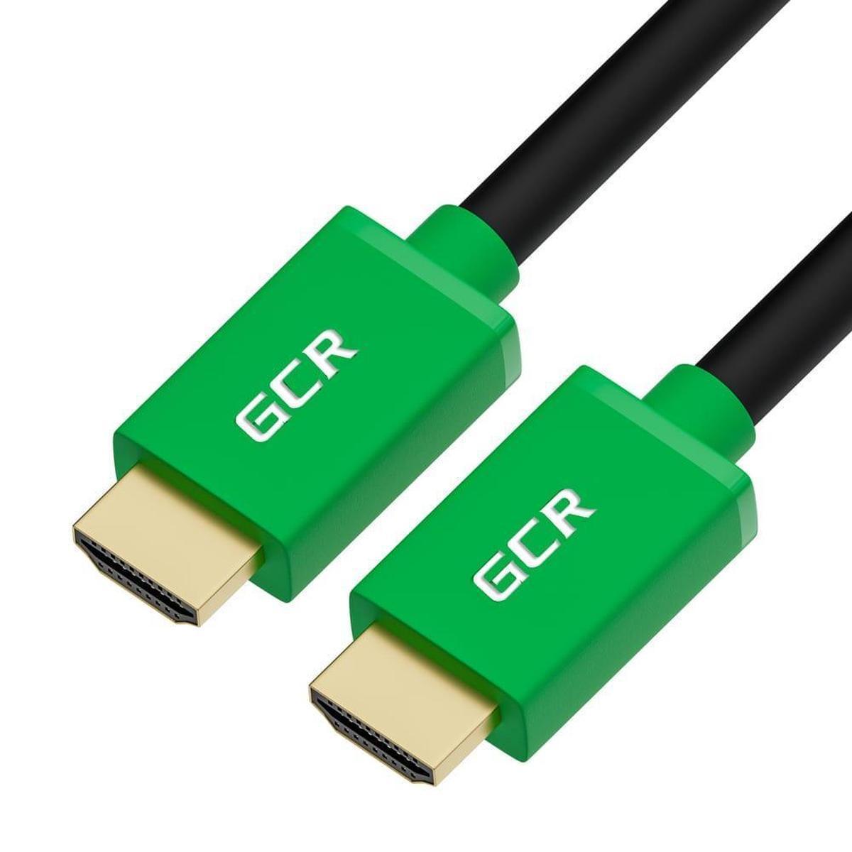 GCR-51484, GCR Кабель 0.5m HDMI 2.0, BICOLOR нейлон, AL корпус зеленый, HDR 4:2:2, Ultra HD, 4K 60 fps 60Hz/5K*