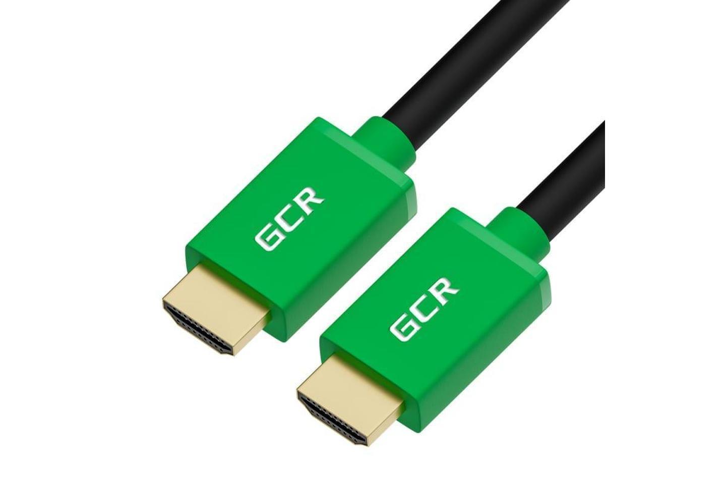 GCR-51578, GCR Кабель SLIM 0.3m HDMI 2.0, зеленые коннекторы, OD3.8mm, HDR 4:2:2, Ultra HD, 4K 60 fps 60Hz, 3D,