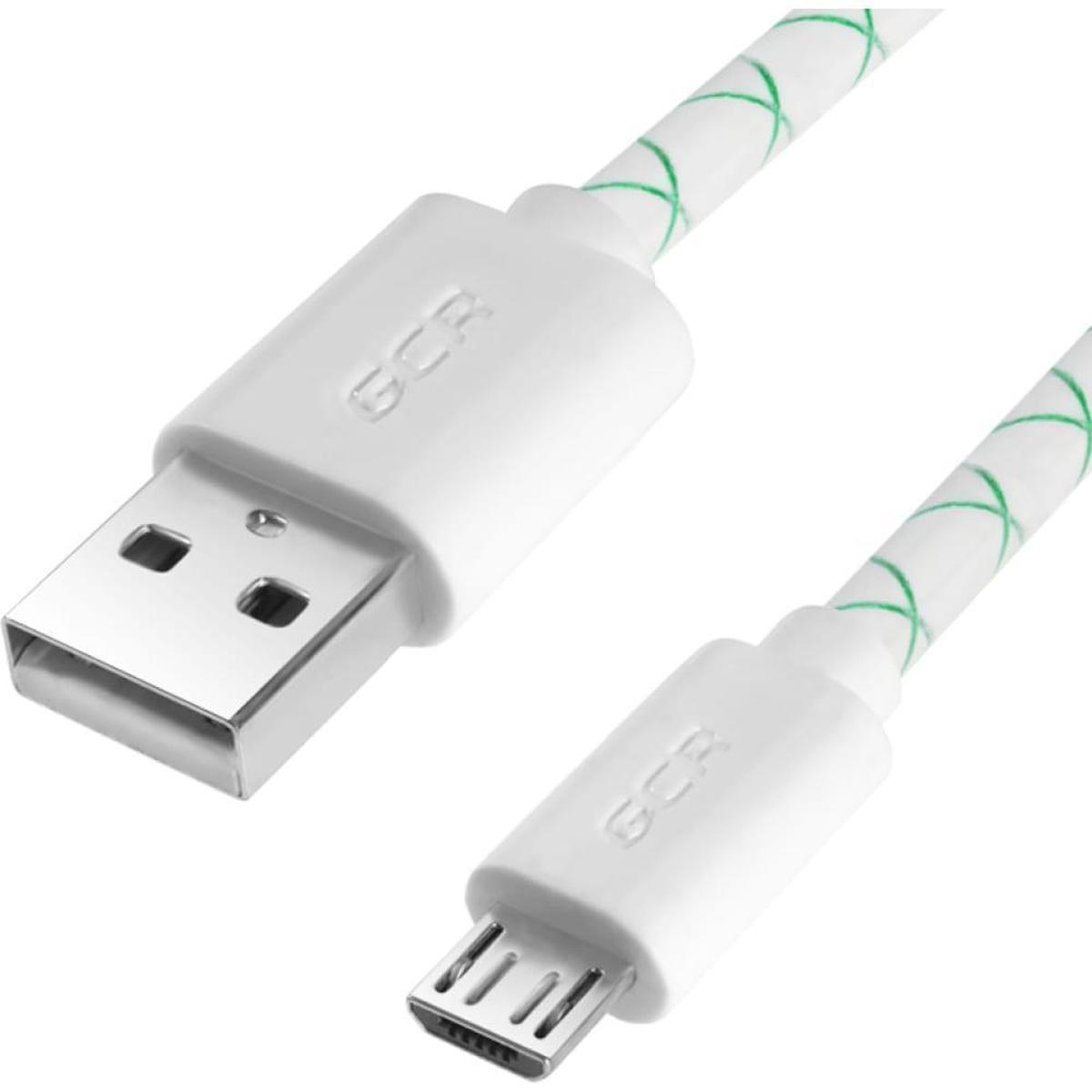 GCR-52234, GCR Кабель 1.0m USB 2.0, AM/Lightning - поддержка всех IOS, MFI, супер эластичный, белый силикон, AL