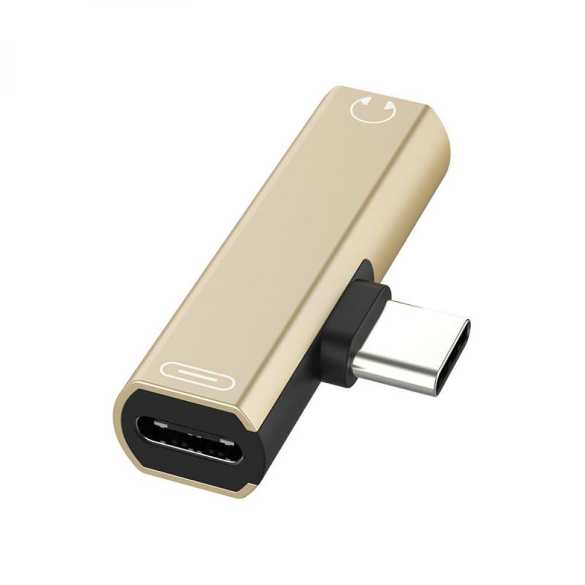 GCR-52244, GCR Переходник USB Type C 3.5mm mini jack + TypeC, золотой