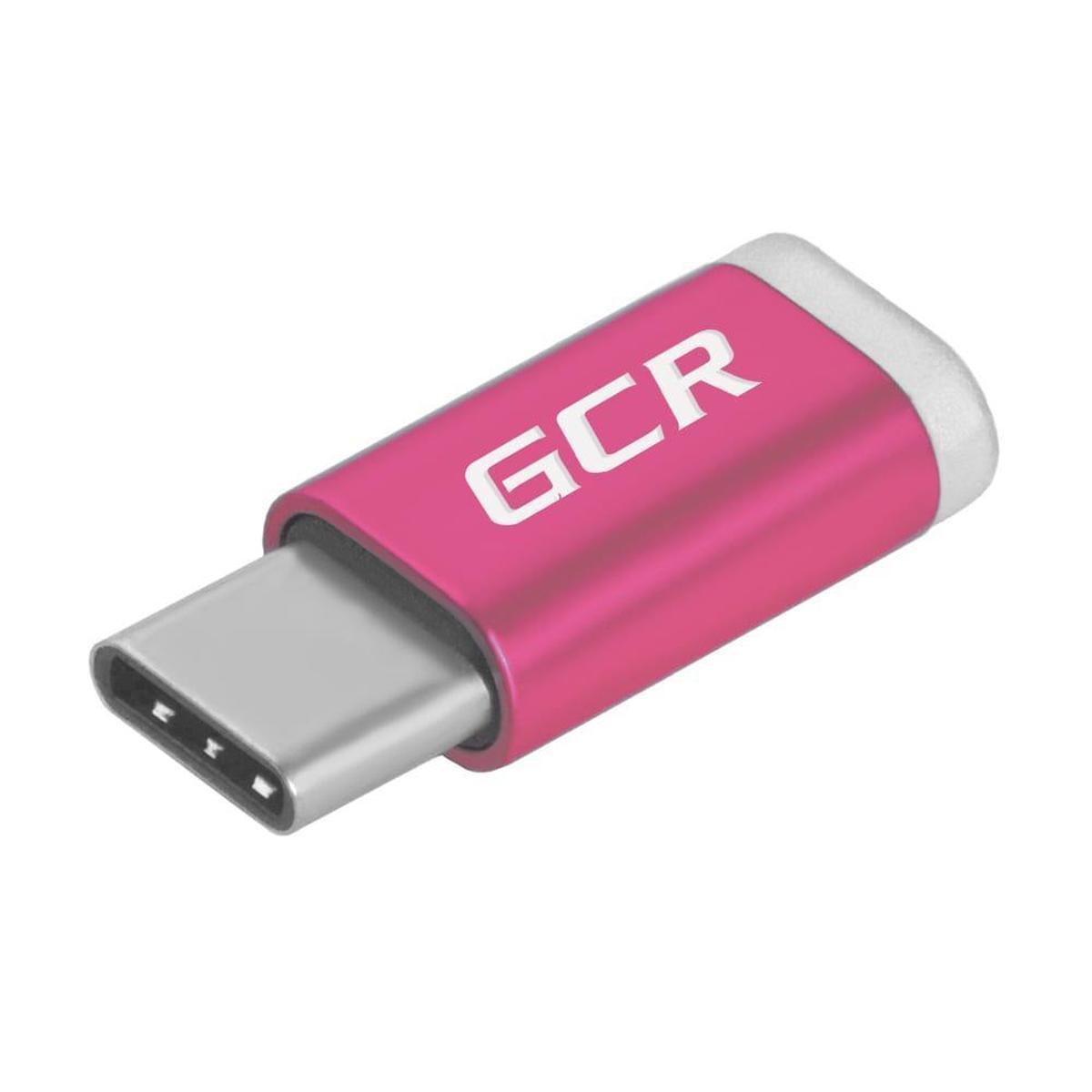GCR-52245, GCR Переходник USB Type C 3.5mm mini jack + TypeC, розовый