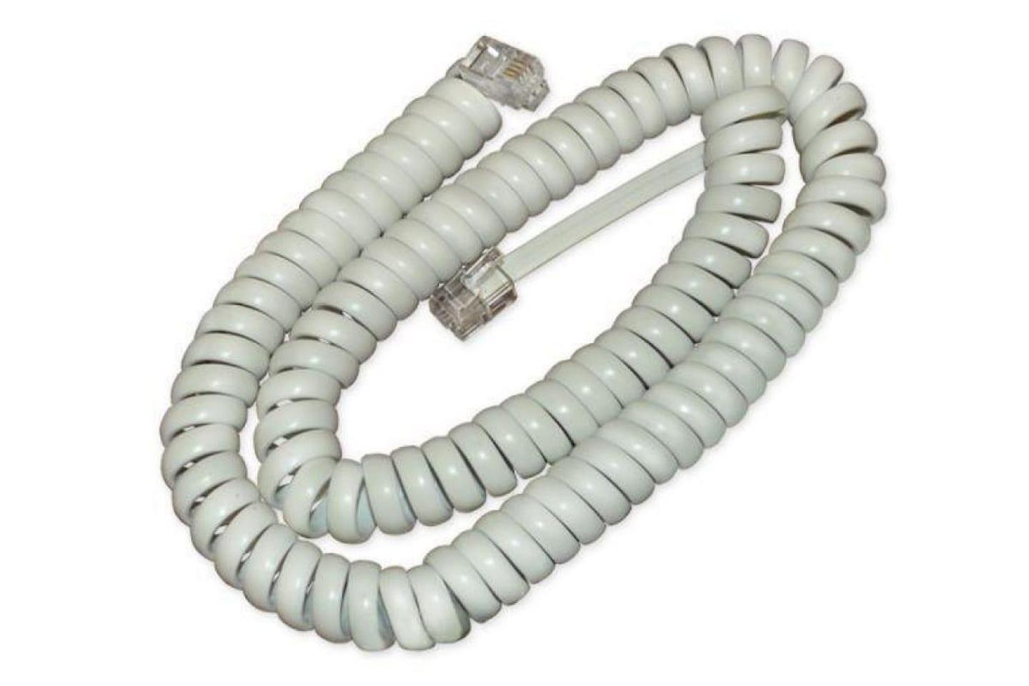 GCR-53088, GCR Телефонный шнур витой для трубки 1.0m, RJ9 4P4C (джек) белый