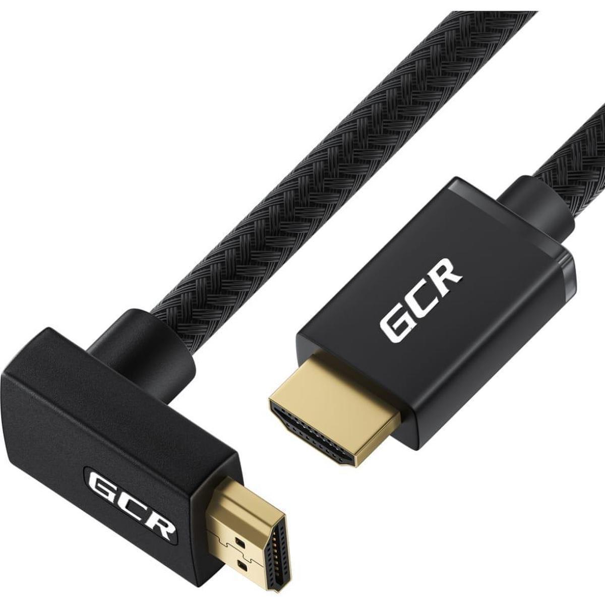 GCR-53274, GCR Кабель 1.5m HDMI 2.0, M верхний угол/M верхний угол, черный нейлон, HDR 4:2:2, Ultra HD, 4K 60 f