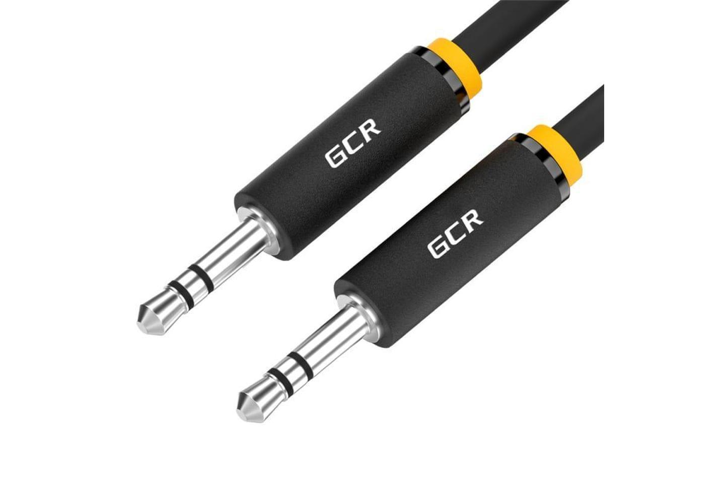 GCR-53429, GCR Кабель 15.0m аудио STEREO jack 6,35mm/jack 6,35mm черный, AL case черный, желтая окантовка, M/M