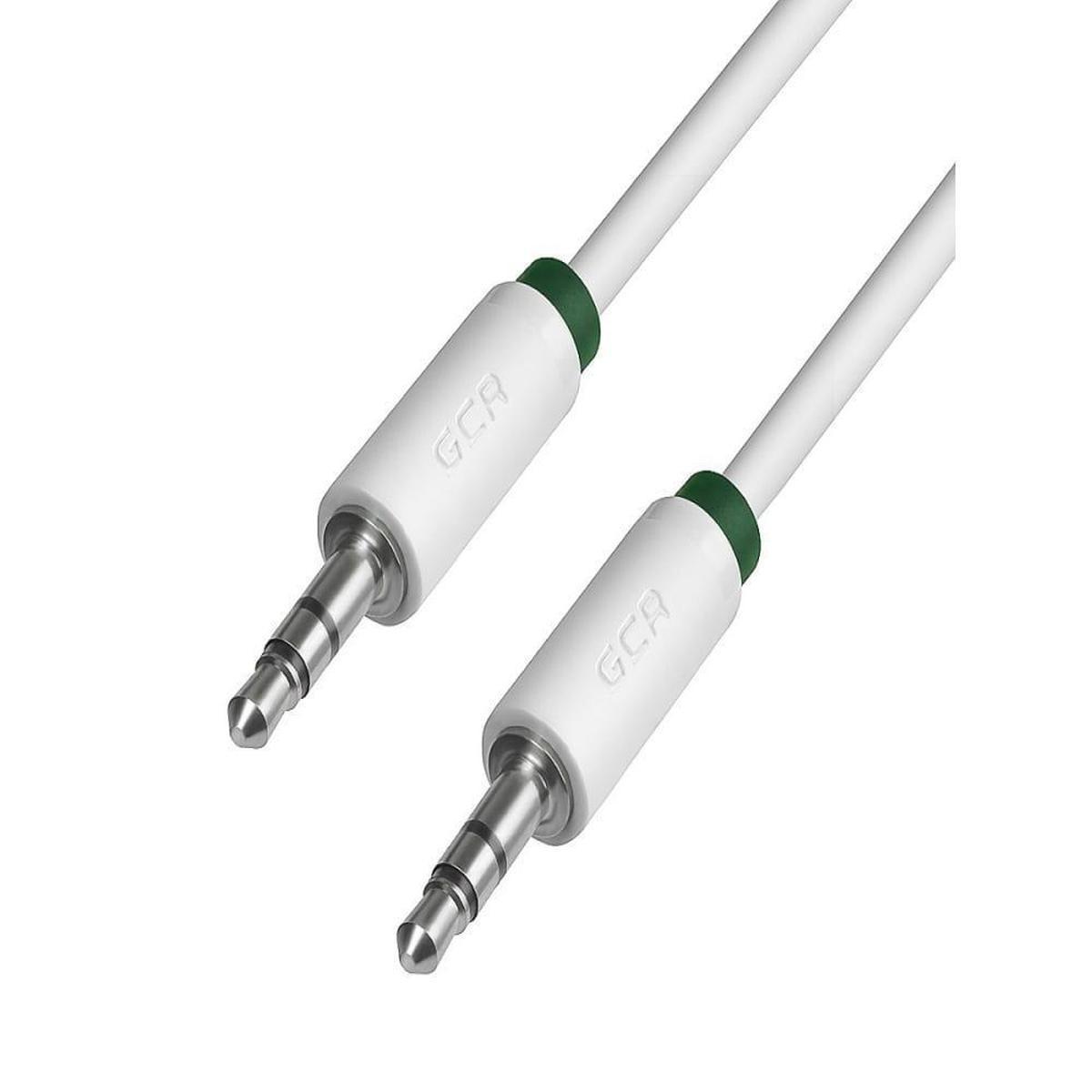 GCR-AVC8262-1.5m, GCR Кабель 1.5m аудио jack 3,5mm/jack 3,5mm зеленый нейлон, белые коннекторы, 28 AWG, M/M, экран