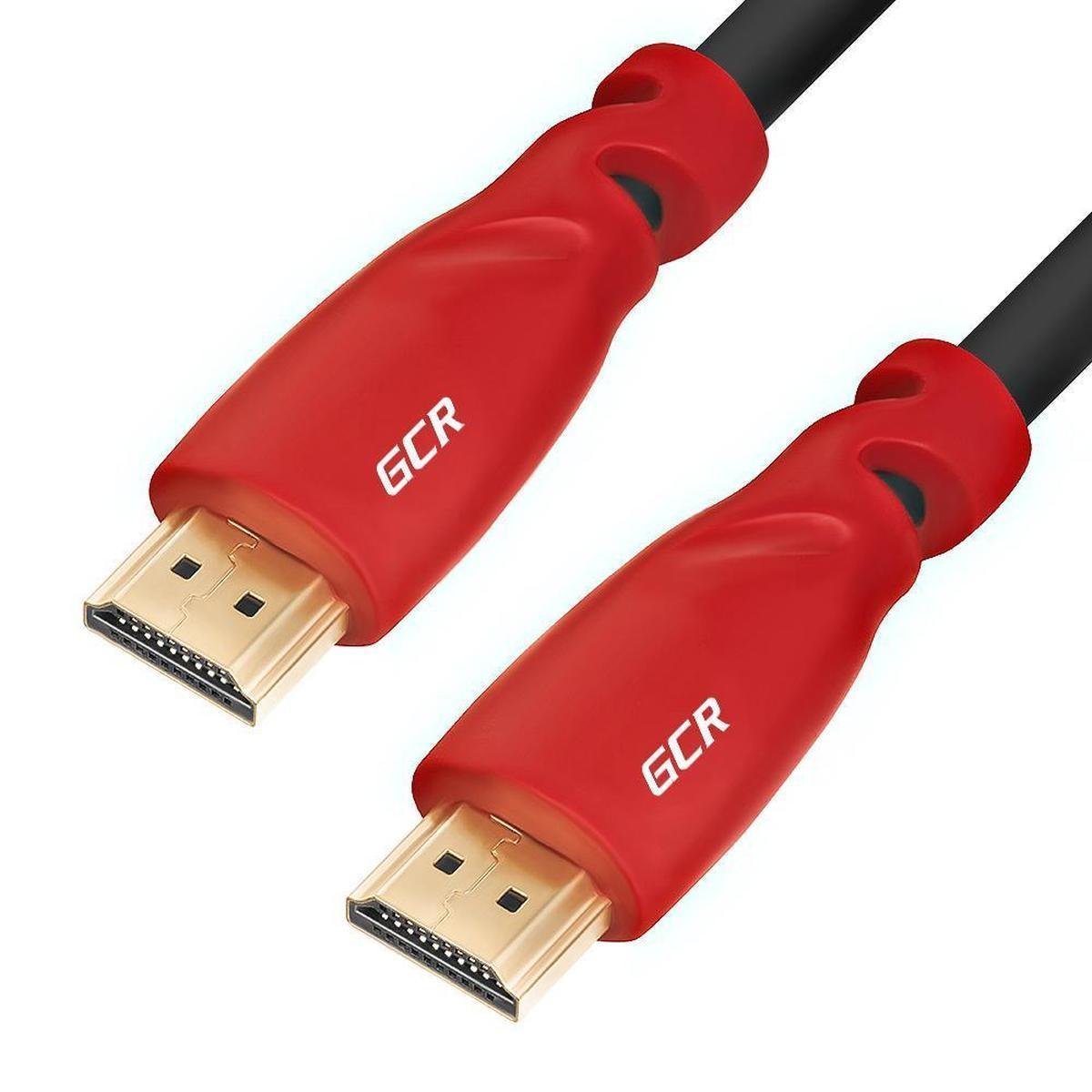 GCR-HM350-0.5m, GCR Кабель 0.5m HDMI 1.4, красные коннекторы, 30/30 AWG, позолоченные контакты, FullHD, Ethernet 10.