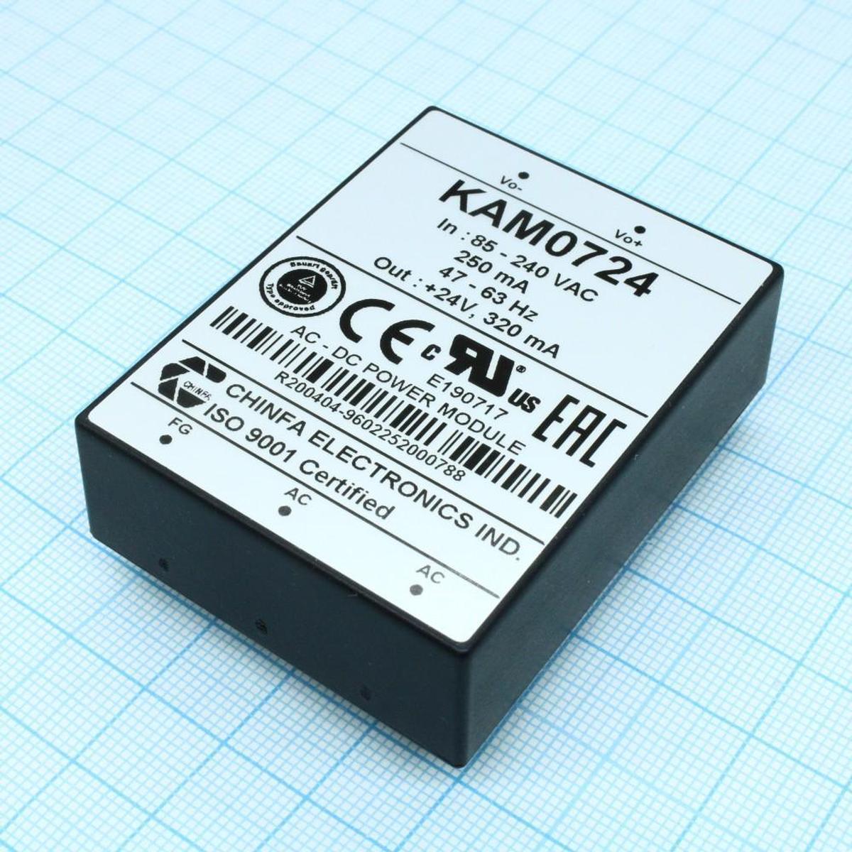 KAM0724, AC/DC преобразователь, 24В,0.32А,7.6Вт