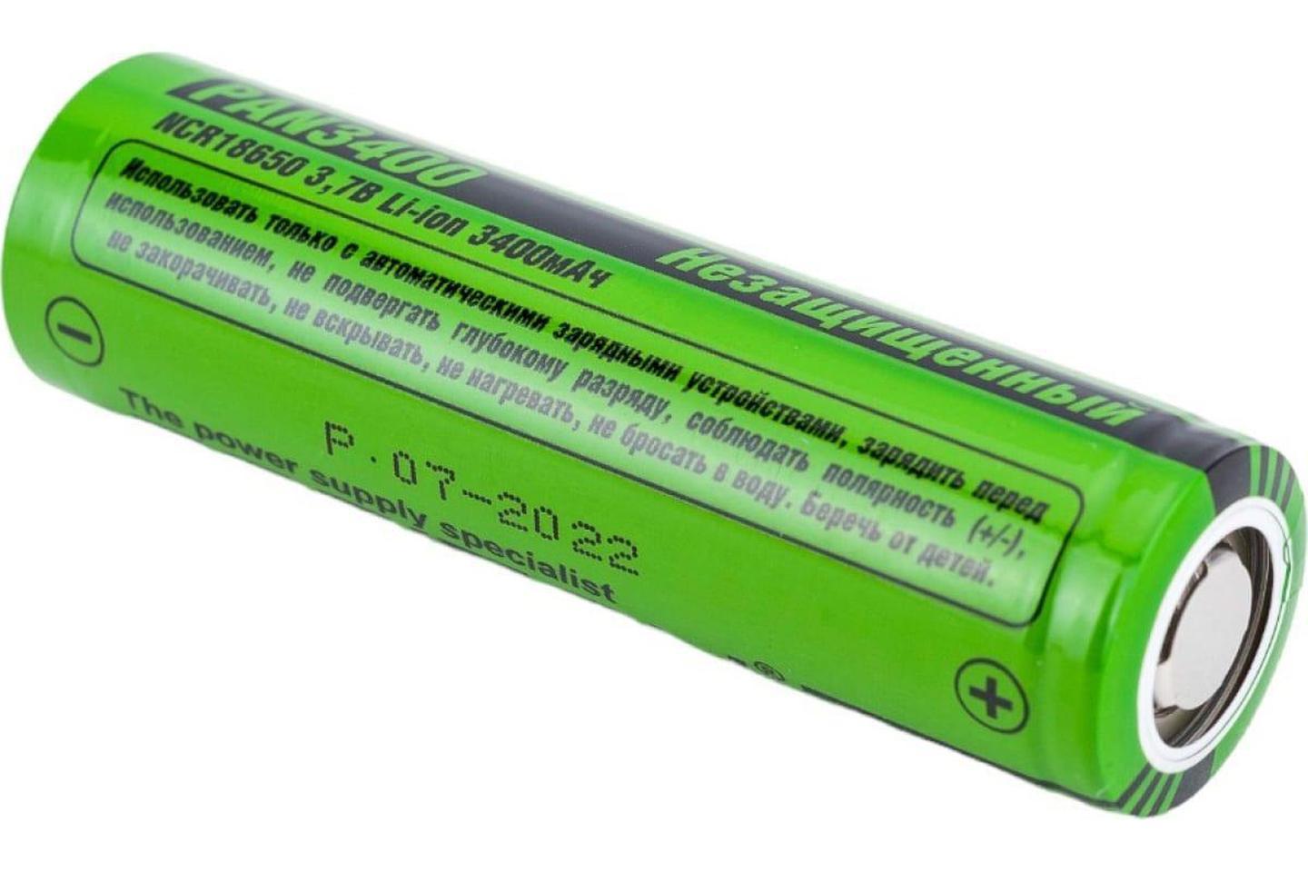 PAN3400 18650, Аккумулятор Li-ion, 3400mAh, 3.6V (18.2х65мм) без защиты(12386)