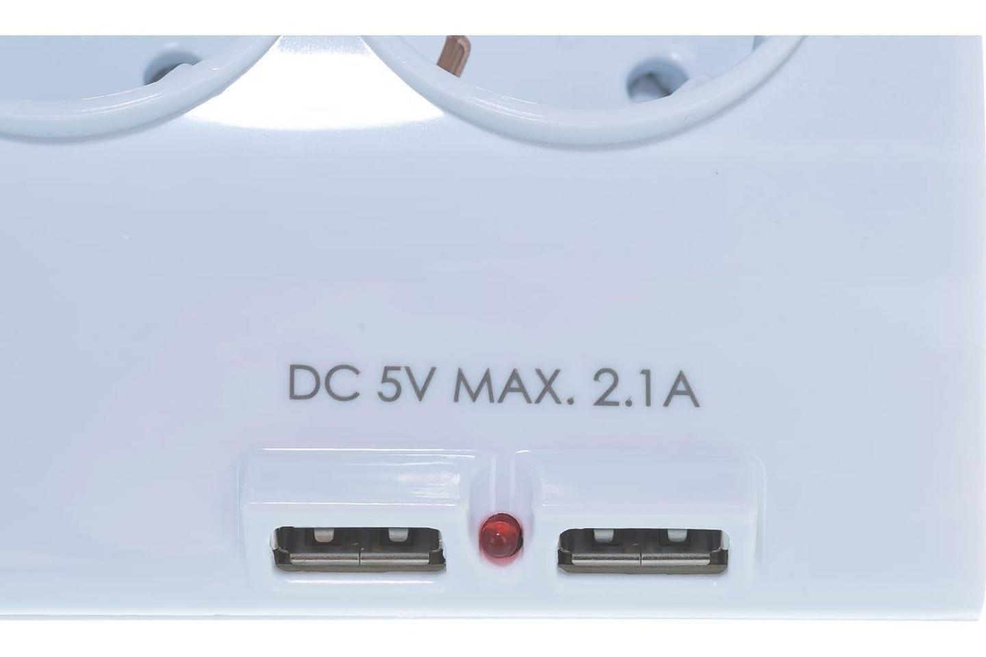 S 4x1-ZDV 2USB, Удлинитель сетевой 4 розетки, 2USB, заземление, 1.5м