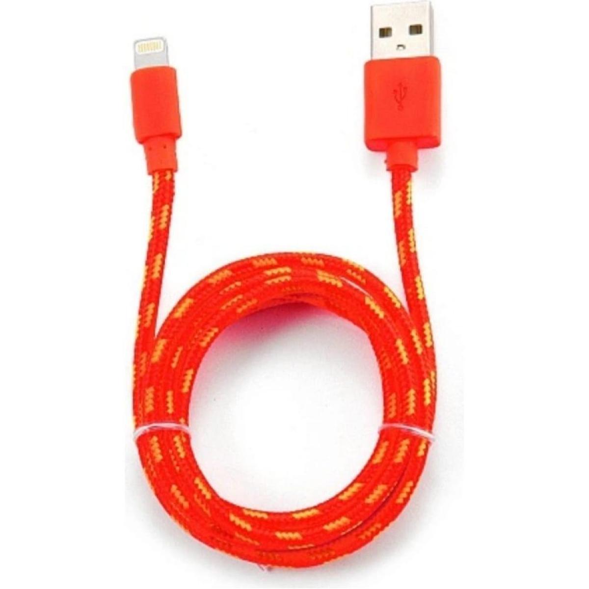 Шнур штекер USB A-штекер iPhone5/6/7, длина 1м, в металлической защите розового цвета, №13267P шнур шт USB A-шт iPhone5/6/7\ 1,0м\кругл\\роз