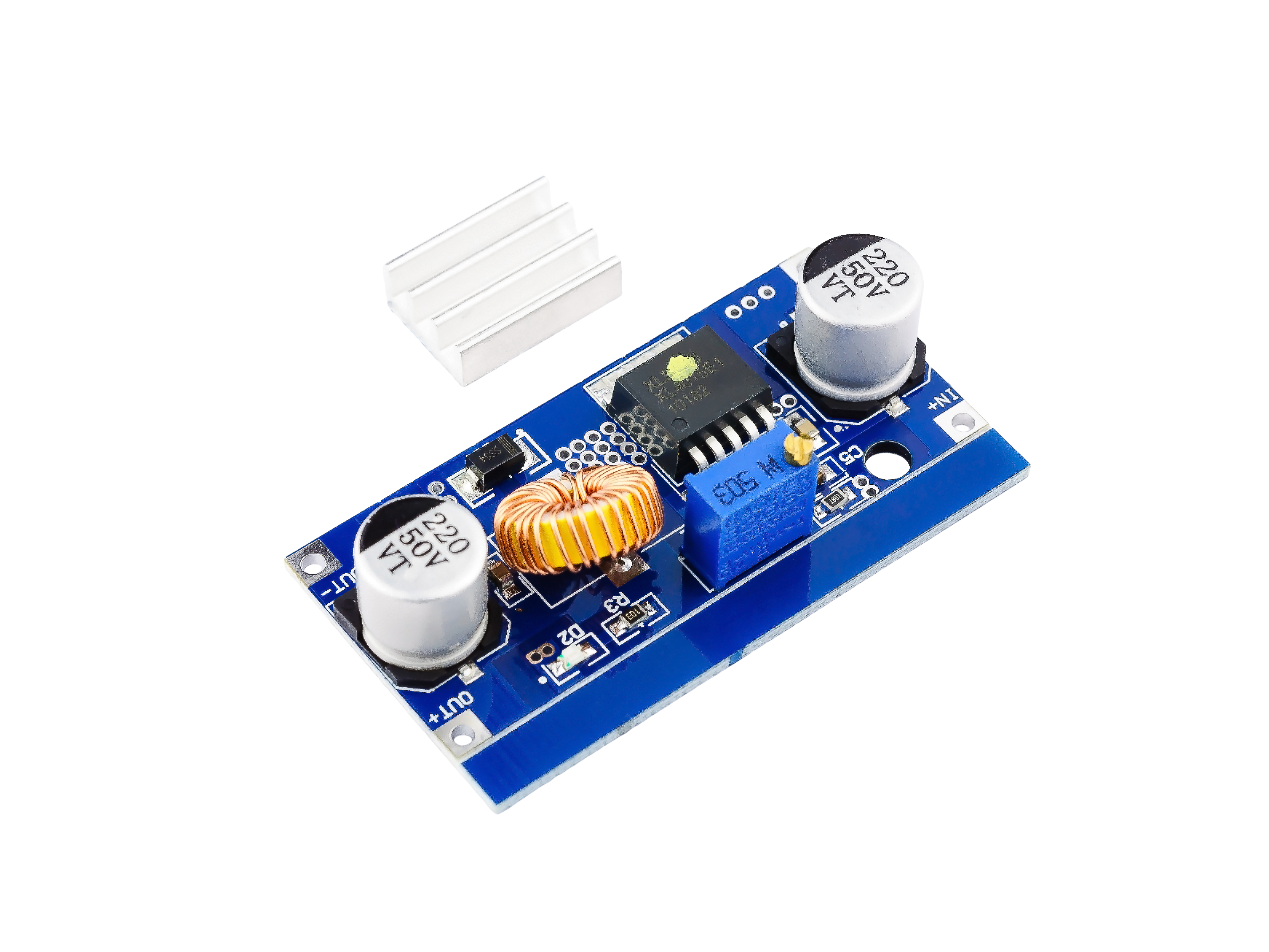 XL4015 DC-DC module (current ADJ), DC-DC преобразователь, понижающий, Uвх=4...38В, Uвых=1.25...36В, Iвых(max)=5А